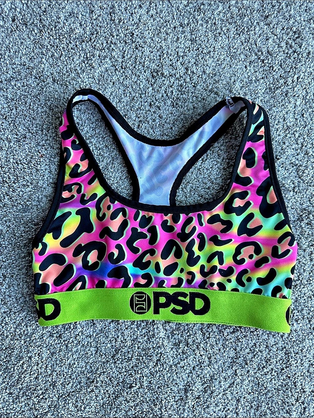PSD Animal Print Sports Bra in Green & Pink Size Small
